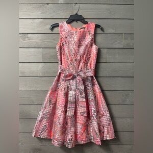 Tommy Hilfiger Pink Paisley Pattern Sleeveless Dress Sz 2 Valentines Date Party